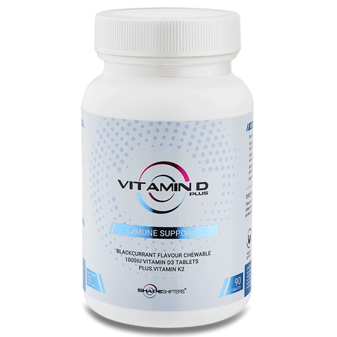 Shake Shifters Vitamin D+ Vitamin K2 and D3 1000iu Chewable Tablets suitable for Vegetarians