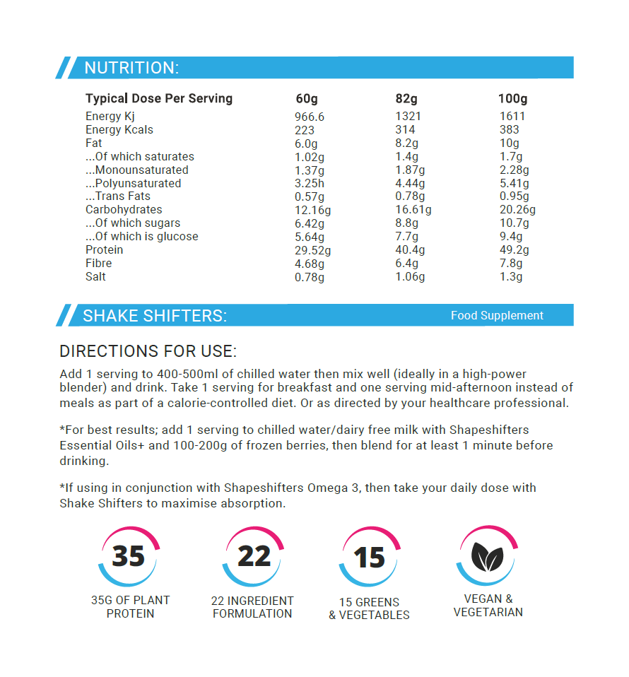 Shake Shifters Vegan Meal Replacement Shakes Sachets Shakeshifters