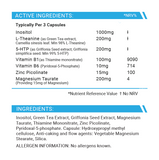 Shake Shifters Rebalance+ Ingredients 5HTP Capsules GABA Inositol Theanine suitable for Vegans