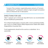 Shake Shifters Turmeric+ Directions | Turmeric and Black Pepper Capsules suitable for Vegans